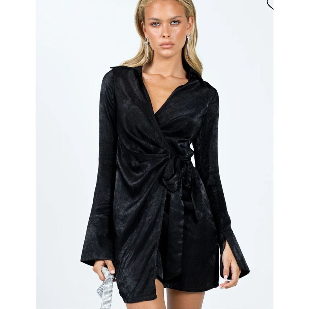 Princess Polly DIDDAM LONG SLEEVE MINI DRESS BLACK New Size 2